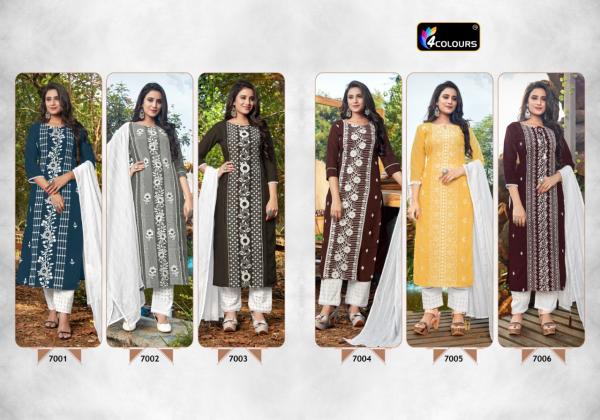 4 Colours Lakhnavi-Muslin-With-Embroidery-Readymade-Salwar